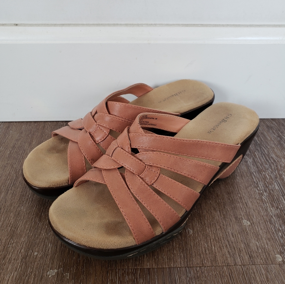 G.H. Bass & Co Dusty Pink Myra Woven Strappy Wedge Heel Sandal Women Size 8M